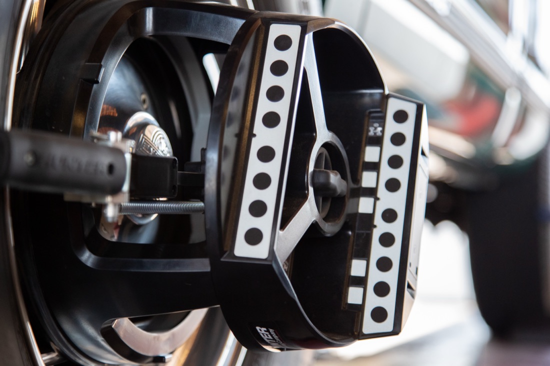 Wheel alignment equipment mounted on a wheel