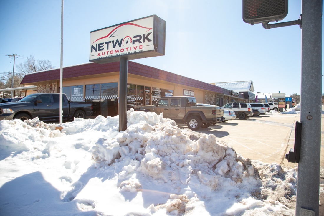 Network Automotive Prescott sign in the snow
